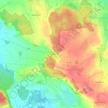 Carte topographique Steinbronnen, altitude, relief