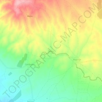 Carte topographique Şeker, altitude, relief