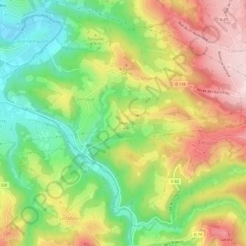 Carte topographique Thias, altitude, relief