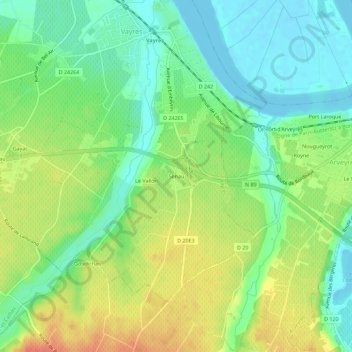 Carte topographique Senau, altitude, relief
