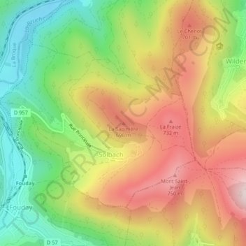 Carte topographique La Sapinière, altitude, relief