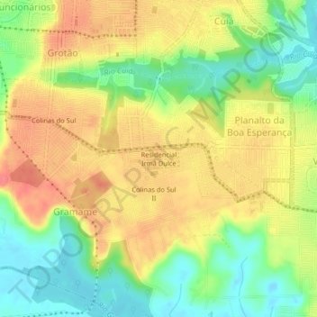 Carte topographique Residencial Irmã Dulce, altitude, relief