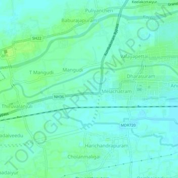 Carte topographique Ammapettai, altitude, relief
