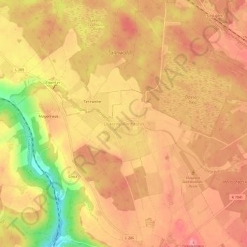 Carte topographique Untermöllenbronn, altitude, relief