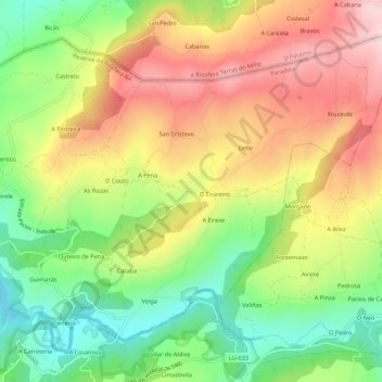 Carte topographique Mirallos, altitude, relief