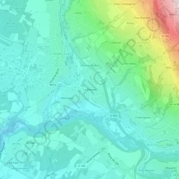 Carte topographique La Bergue, altitude, relief
