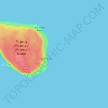 Carte topographique Caribbean, altitude, relief