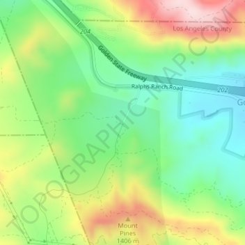 Carte topographique Hungry Valley SVRA, altitude, relief