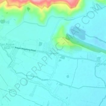 Carte topographique Gatiawin, altitude, relief