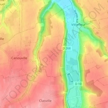 Carte topographique Crosville, altitude, relief