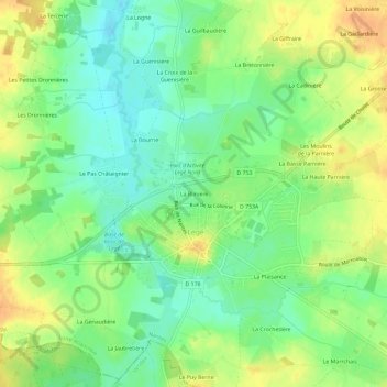 Carte topographique La Blinière, altitude, relief