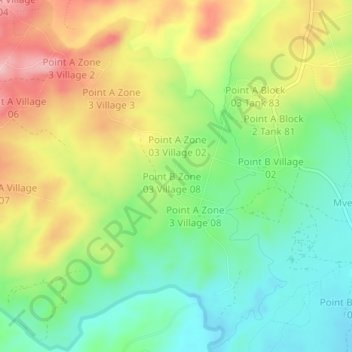 Carte topographique Point B Zone 3 Village 08, altitude, relief