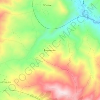 Carte topographique Paramo Alto, altitude, relief