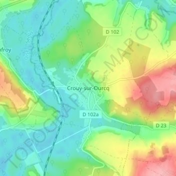 Carte topographique Crouy-sur-Ourcq, altitude, relief