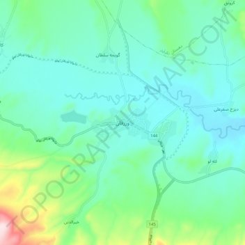 Carte topographique Varzaqan, altitude, relief