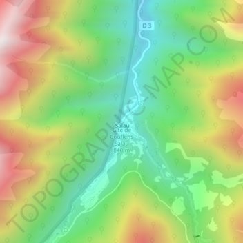 Carte topographique Gîte de Couflens Salau, altitude, relief