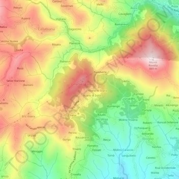 Carte topographique Piana, altitude, relief