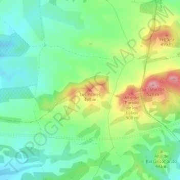 Carte topographique Los Pilares, altitude, relief