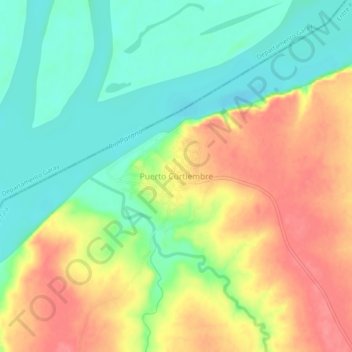 Carte topographique Puerto Curtiembre, altitude, relief