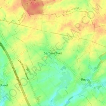 Carte topographique Sart-à-Rèves, altitude, relief