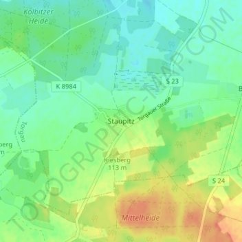 Carte topographique Staupitz, altitude, relief