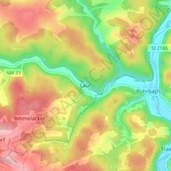 Carte topographique Lauf, altitude, relief