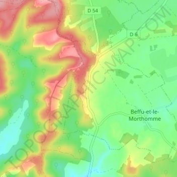 Carte topographique Le Morthomme, altitude, relief