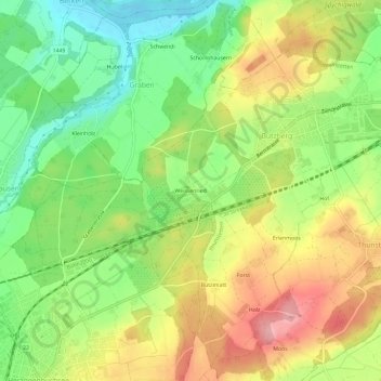 Carte topographique Weissenried, altitude, relief