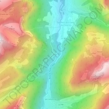 Carte topographique L'Essert, altitude, relief