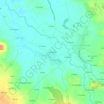 Carte topographique Os Campos, altitude, relief