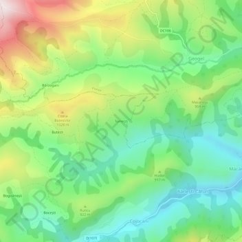Carte topographique Tomești, altitude, relief