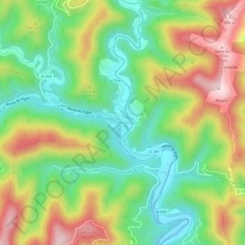Carte topographique Pont-d'Hérault, altitude, relief