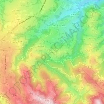 Carte topographique Uzer, altitude, relief
