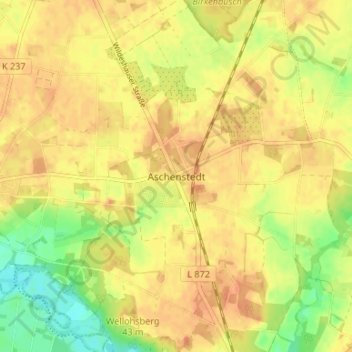 Carte topographique Aschenstedt, altitude, relief