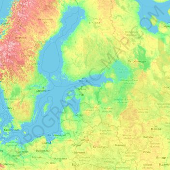 Carte topographique Estonie, altitude, relief