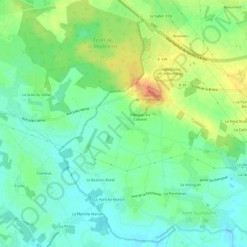 Carte topographique Les Métairies, altitude, relief