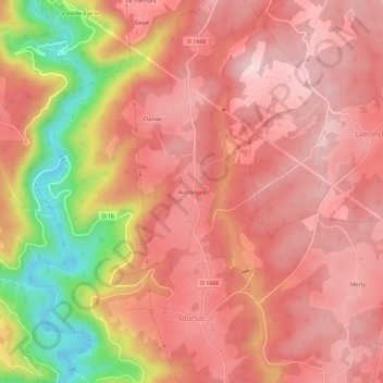 Carte topographique Autranges, altitude, relief