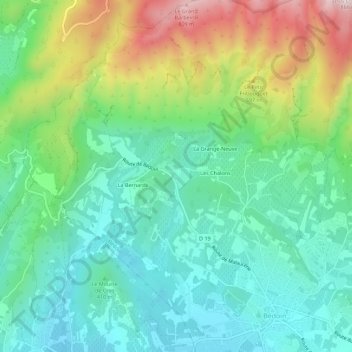Carte topographique Leis Ardoins, altitude, relief