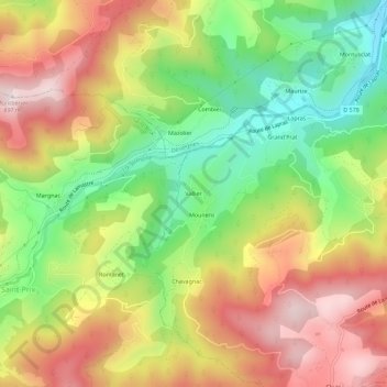 Carte topographique Vallier, altitude, relief