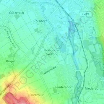 Carte topographique Boisdorfer Siedlung, altitude, relief