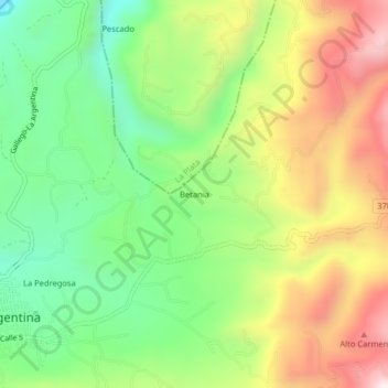 Carte topographique Betania, altitude, relief