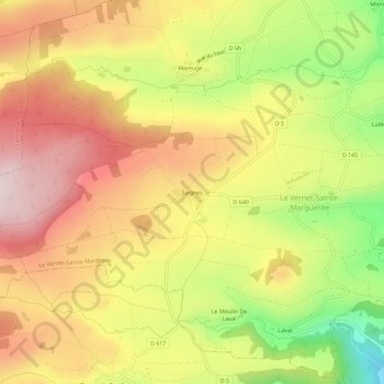 Carte topographique Saignes, altitude, relief