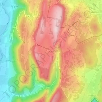 Carte topographique Arnans, altitude, relief