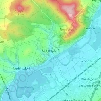 Carte topographique Unnersdorf, altitude, relief
