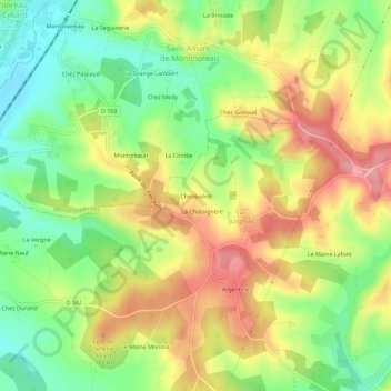 Carte topographique Chenevière, altitude, relief