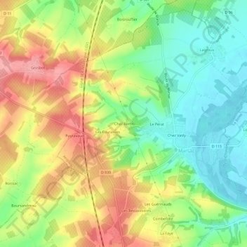 Carte topographique Chez Bertit, altitude, relief