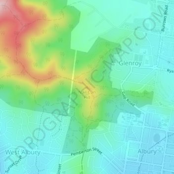 Carte topographique Nail Can Hill, altitude, relief
