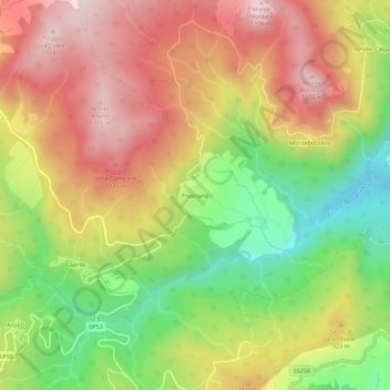 Carte topographique Fresciano, altitude, relief