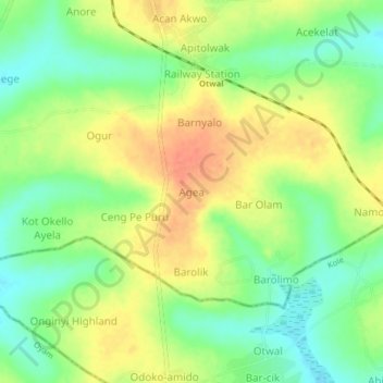 Carte topographique Agea, altitude, relief