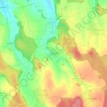 Carte topographique Eschendorf, altitude, relief